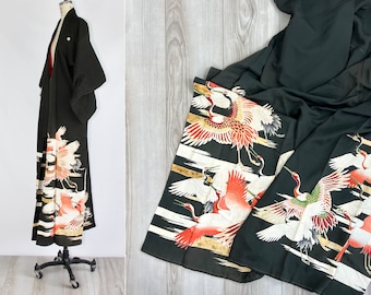1940s silk kimono | vintage silk robe | tomesode | hand-dyed dressing gown