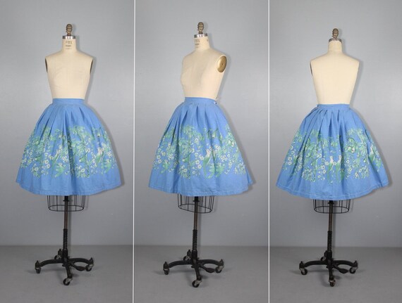 1950s novelty skirt | Parakeet | vintage skirt | c