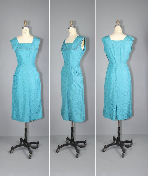 turquoise dress / rhinestone / 1960s / MEDITERRAN… - image 1