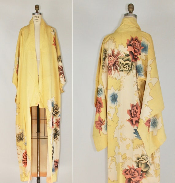 vintage kimono | 1930s | silk robe | floral | dres