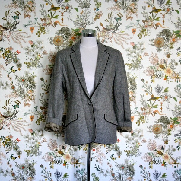 1970s ( vintage heather grey SCHOOLBOY piped fitted blazer )