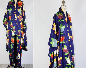 Vintage furisode kimono | Mandarin orange | 1950s 50s 50 | silk kimono | dressing gown