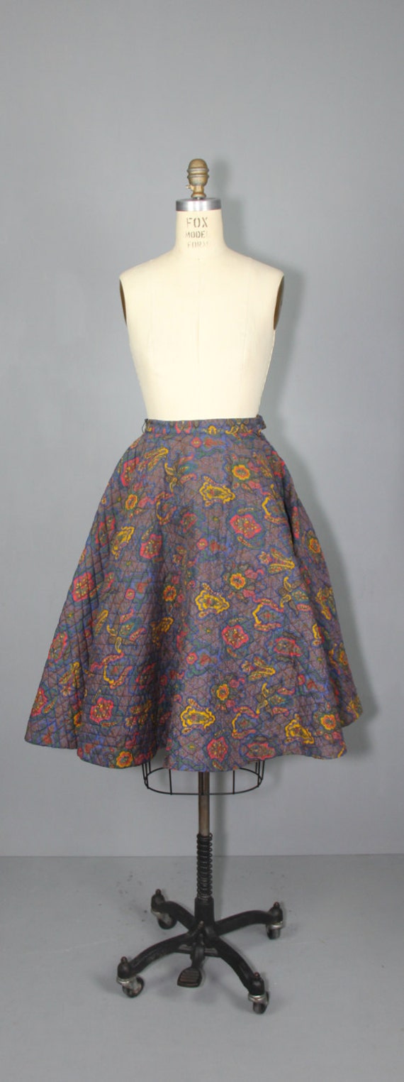 1950s skirt / circle skirt / quilted / SOCK HOP v… - image 3