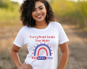 4th of July T-shirt-Celebrate Fourth of July - Every heart beat true -Unisex Jersey Short Sleeve Tee