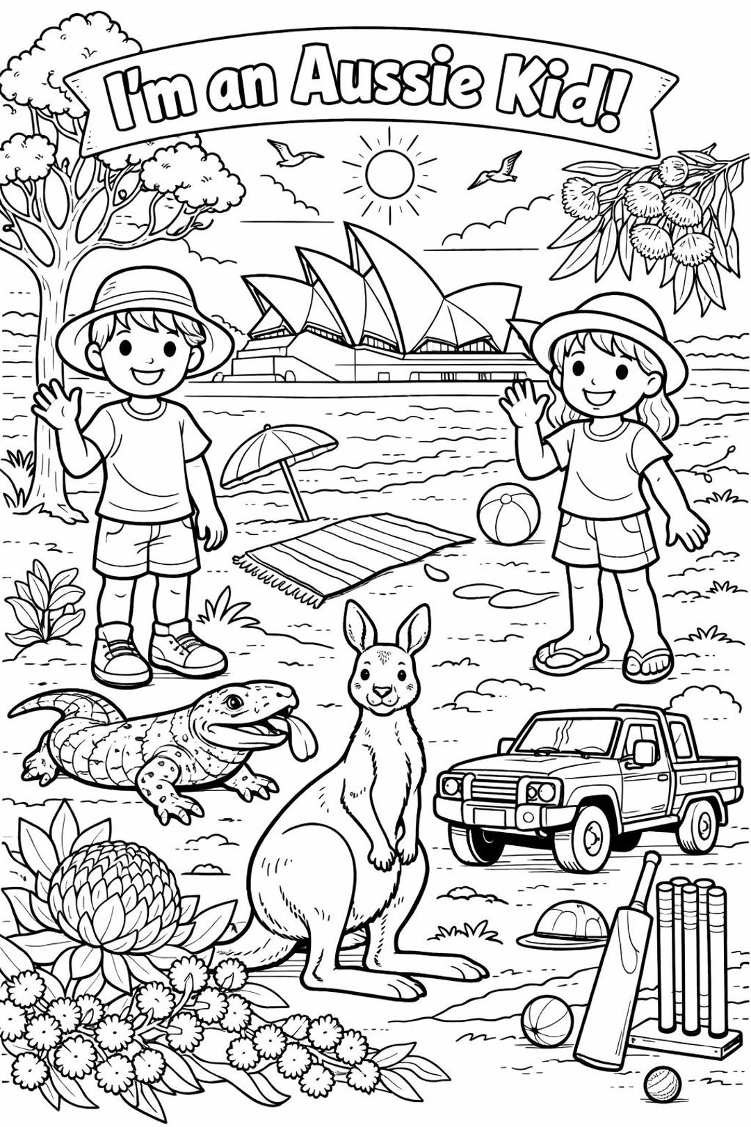 Kids Australian Themed Colouring Pages - Etsy