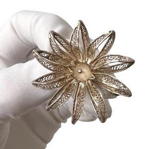 Vintage 835 Silver Filigree Brooch – Elegant Floral Design, Mid-Century Jewelry