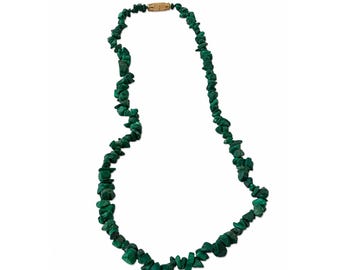 Vintage Malachite Chip Bead Choker Necklace