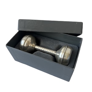 Vintage Sterling Silver Dumbbell Baby Rattle | Heirloom Christening Gift | The Tudor Rose New York | 1950s with Original Box