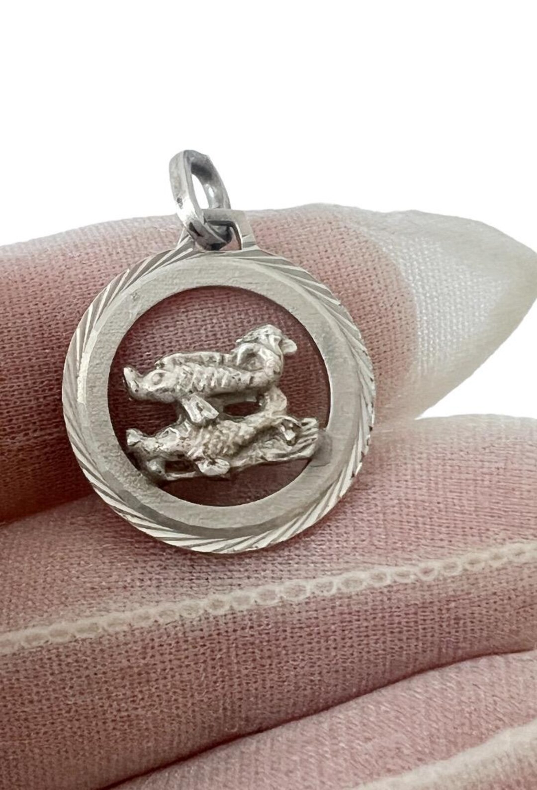 Vintage 835 Silver Pisces Pendant: Two Fish Zodiac Charm - Etsy