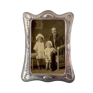 Antique Style Sterling Silver Photo Frame with Wood Back, English Hallmarks.