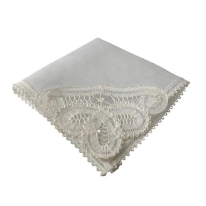 Antique Swiss Hand-Embroidered Handkerchief | Appenzell lace | Fine Batiste | Heirloom Quality