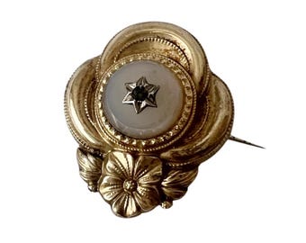 Broche Barrette Art Déco 1930 - Argent Poinçonné, Pierre Orange - Longueur 6 Cm - Occasion Très Bon état
