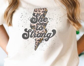 PNG, She is Strong, Retro Leopard, Lightning Bolt, Cheetah, distressed, Sublimation Designs, PNG Transparent, digital download, mothers day