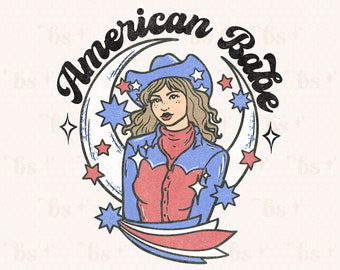 PNG, American Babe, Fourth of July, 4th USA Flag, America, Patriotic Cowgirl   digital download, tshirt sublimation, clip art clipart