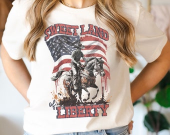 PNG, Sweet Land of Liberty, Fourth of July, 4th, USA American Flag, America, Patriotic Cowboy country, digital download, tshirt sublimation