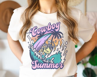 Cowboy Summer PNG, Western, tshirt sublimation, Beach, Skeleton, Surf Life, Cowboy, County, Summer, digital download, cowgirl, pocket design