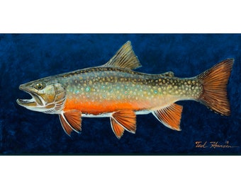 Brook Trout on Blue, Limited Ed. Archival Print (giclee) on paper