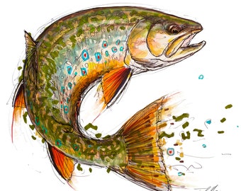 Archival Print "Brook Trout Scramble"