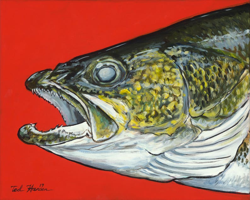 Walleye on Red Limited Ed Archival Print