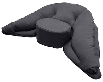 Gray Meditation Crescent Cushion , Zafu ,  Yoga support  - Regular Size by Moonleap Meditation