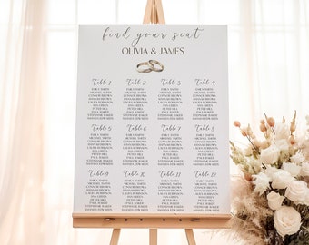 Wedding Seating Chart Template, Seating Chart Wedding, Find Your Seat Sign, Canva Template, Chapel Church Wedding, Digital Download, PEARL