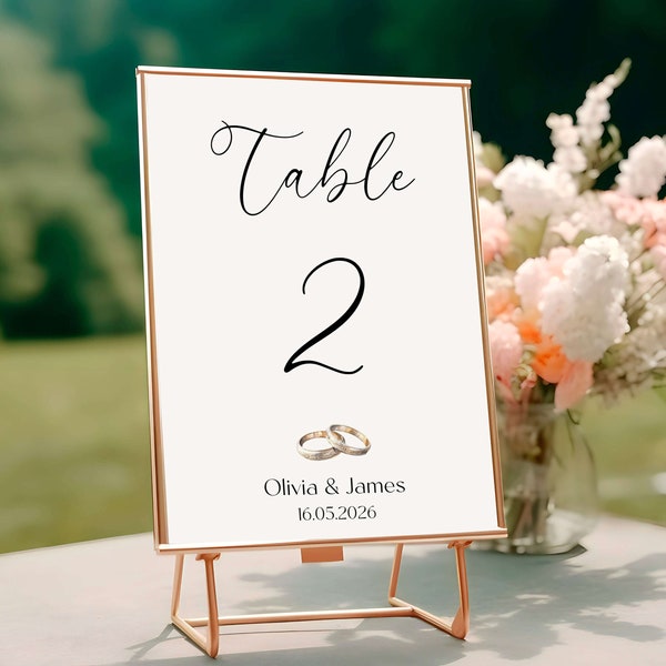 Wedding Table Numbers Template, Printable Table Numbers, Editable Canva Template, Chapel Church Wedding, Digital Download, PEARL