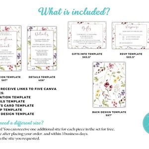 Wildflower Wedding Invitation, Wildflower wedding invitation Set, Canva Wedding Invitation Template Printable, rsvp card template, FIORE zdjęcie 7