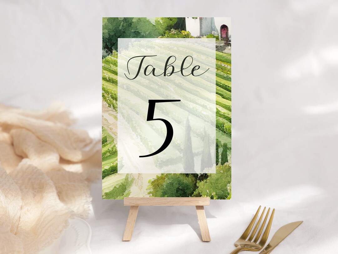 Table Numbers Template, Winery Vineyard Wedding, Green Printable Table ...