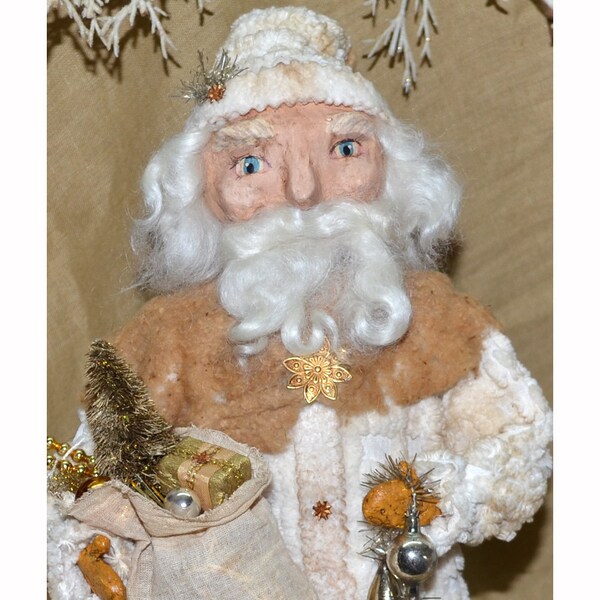 Papier Mache Christmas Santa Victorian Inspired Candy Container Folk Art