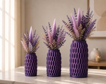 Vaso moderno a coste, vaso decorativo stampato in 3D, arredamento minimalista per la casa, vaso scandinavo giapponese, vaso in erba della pampa, regalo per l'inaugurazione della casa