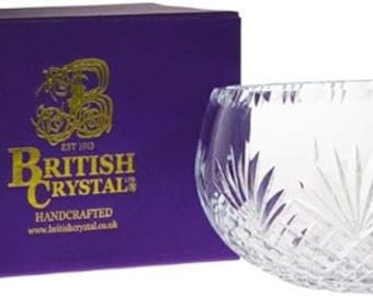 Cuenco para ensalada o fruta de cristal británico nuevo, transparente, de cristal tallado Westminster de Brierley Hill (lados redondos)