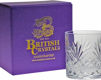 Vaso de whisky Old Fashioned de cristal británico, transparente, de Brierley Hill Crystal Cut Glass Westminster (1, 290 ml)