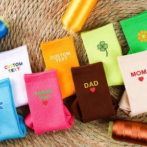 Personalized Embroidery Socks, Custom Text Logo Socks, Unisex Cotton Socks, Party Socks, Creative Gift Idea, Accept Bulk Order, Wedding Gift