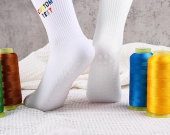 Custom Yoga Socks, Personalised Women Pilates Socks, Non Slip Trainer Socks, Fitness Crew Socks, Party Favors Gift, Gift for Mom