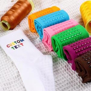 Custom Yoga Socks, Personalised Women Pilates Socks, Non Slip Trainer Socks, Fitness Crew Socks, Party Favors Gift, Gift for Mom
