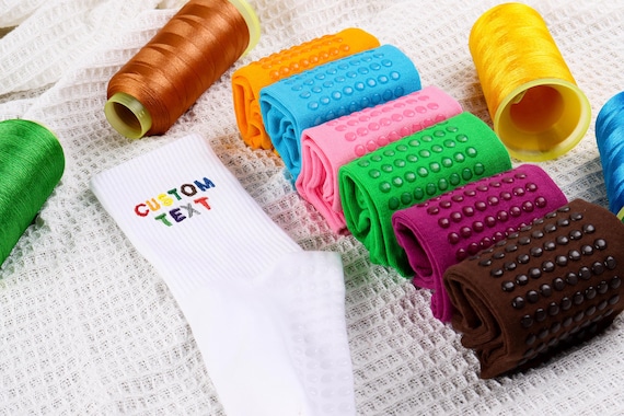 Custom Yoga Socks, Personalised Women Pilates Socks, Non Slip Trainer Socks, Fitness Crew Socks, Party Favors Gift, Gift for Mom