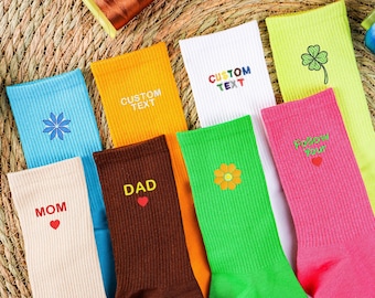 Custom Embroidered Socks,Unisex Cotton Socks With Personalized Text Logo,Bachelorette Party Gift, Bridesmaid Gift,Wedding Proposal Gift Idea