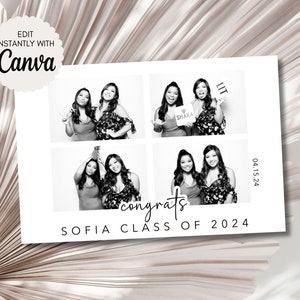 Minimalist Photo Booth Template Modern Wedding Simple Design Graduation Party Birthday Baby Shower Bridal Canva Editable Glam Booth 2004