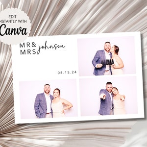 Minimalist Photo Booth Template Modern Wedding Simple Design Graduation Party Birthday Baby Shower Bridal Canva Editable Glam Booth 2004