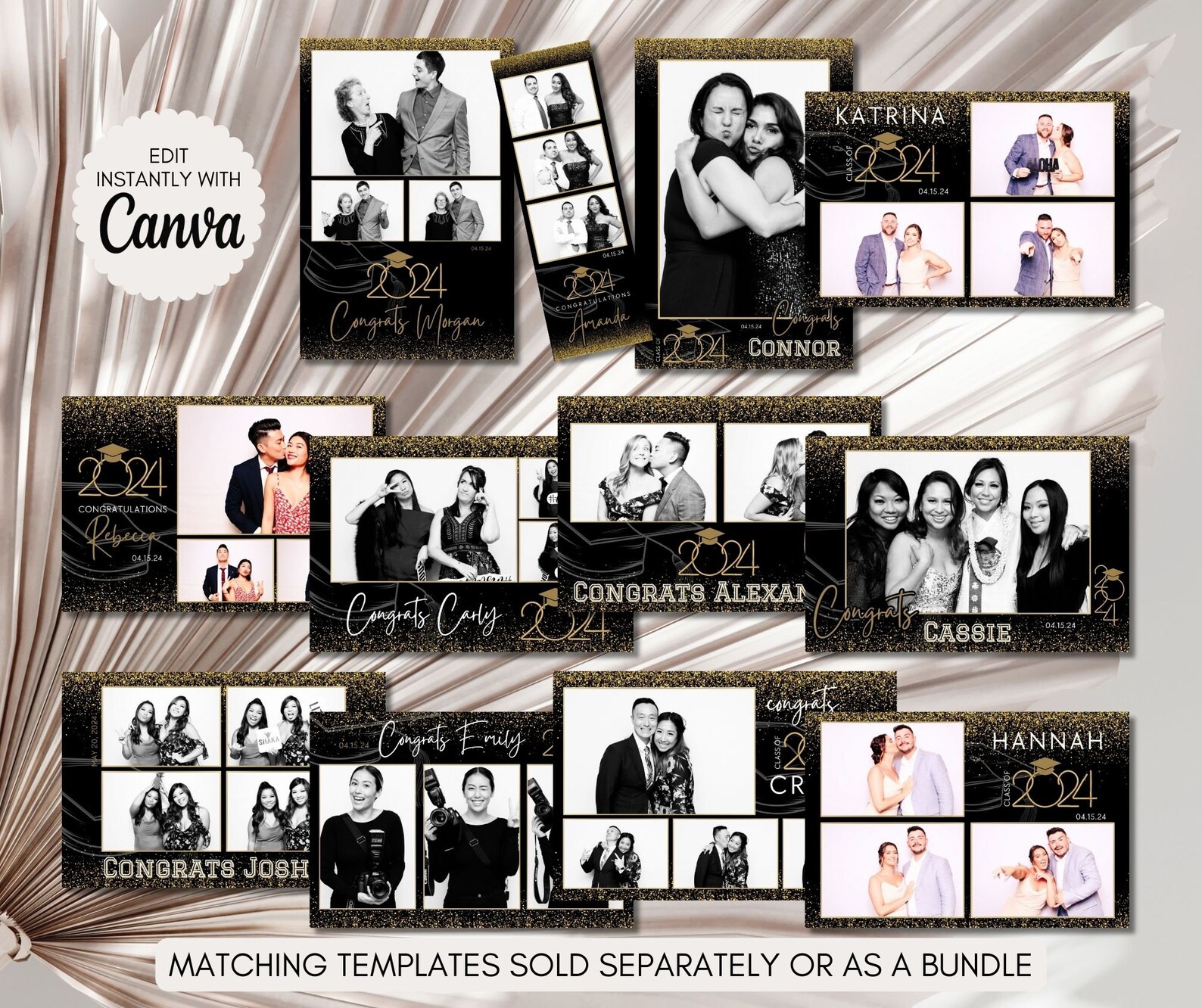 Booth Editable Graduation Photo Booth Template Congrats Class of 2024 Editable Prom ...
