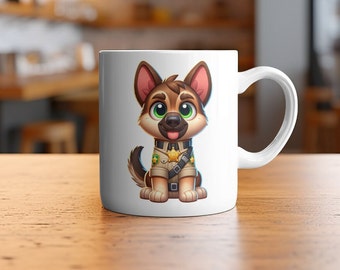 La tasse parfaite, shérif berger allemand, cadeau drôle pour fans de chiens policiers, fête des pères. Mug céramique 33cl