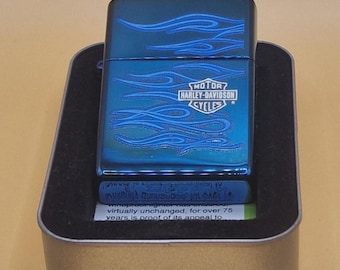 Zippo Harley Davidson 2008 Blue Flame Lighter Polished Finish New In Box