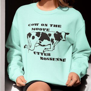 Cow On The Move T-Shirt - Retro Cartoon Hoodie, Weird Sweatshirt, Meme Shirt, Trash Raccoon Shirt, Gift for women, Funny Quote Clothes