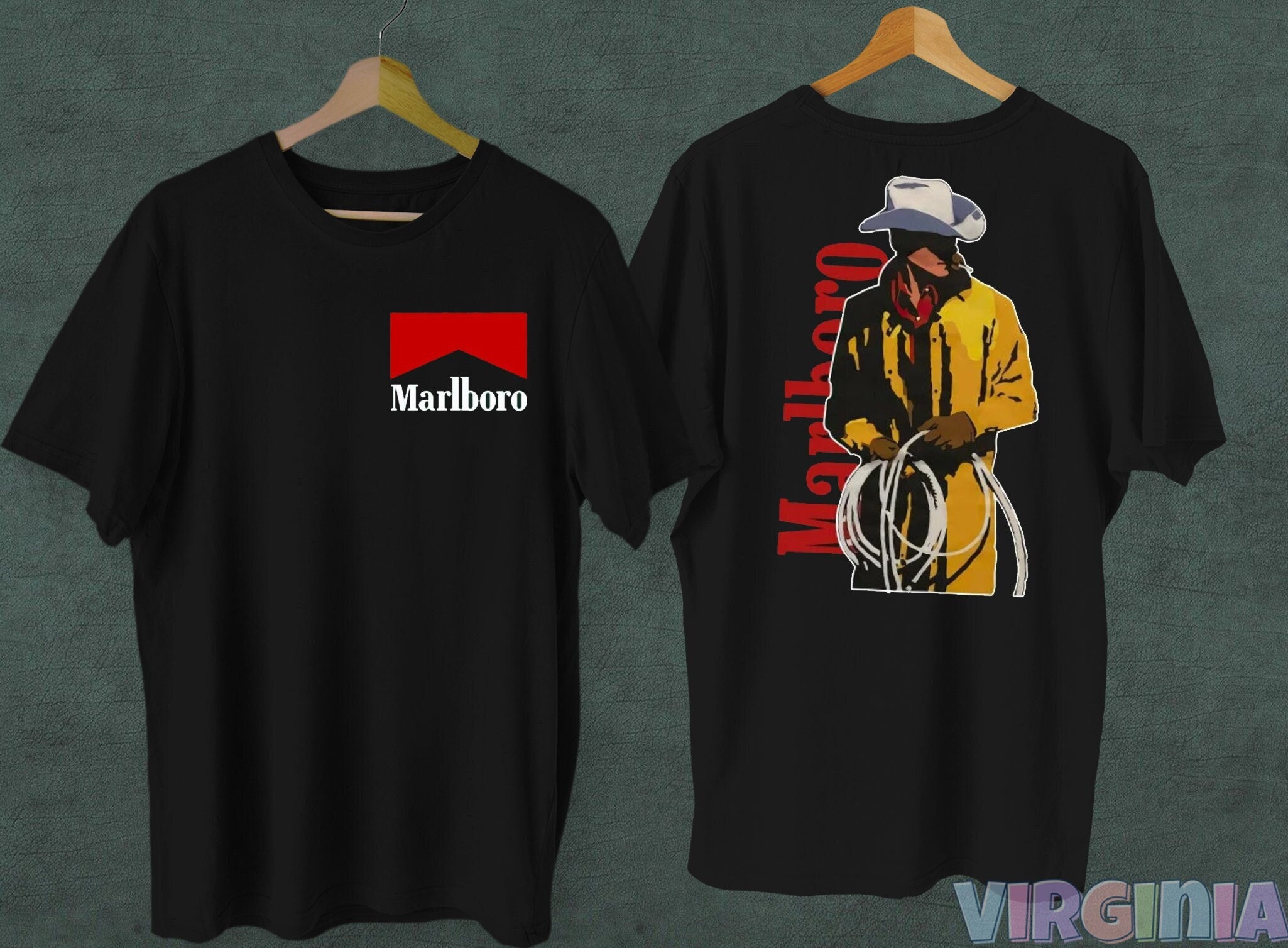 Discover Vintage 80s Marlboro Cowboy Zweiseitiges T-Shirt