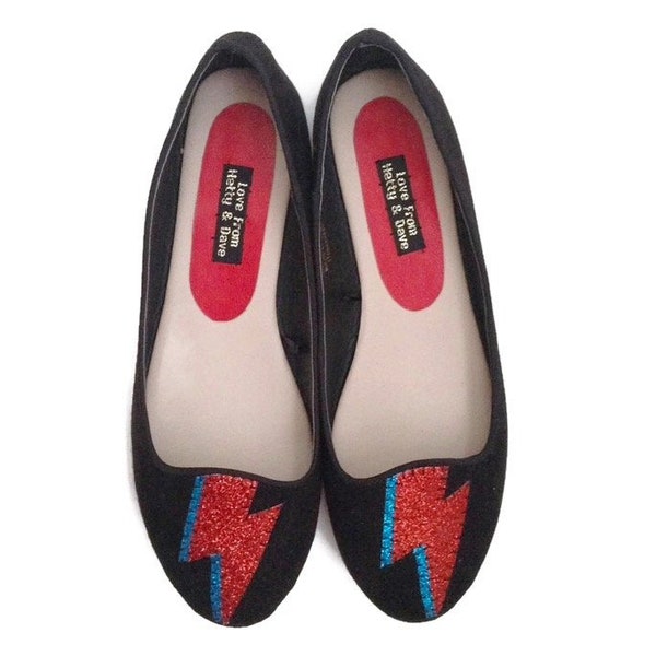 Vegan Glitter Lightening Bolt Bowie Ballet Shoes