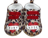 Personalised Leopard Print Heart Baby Shoes