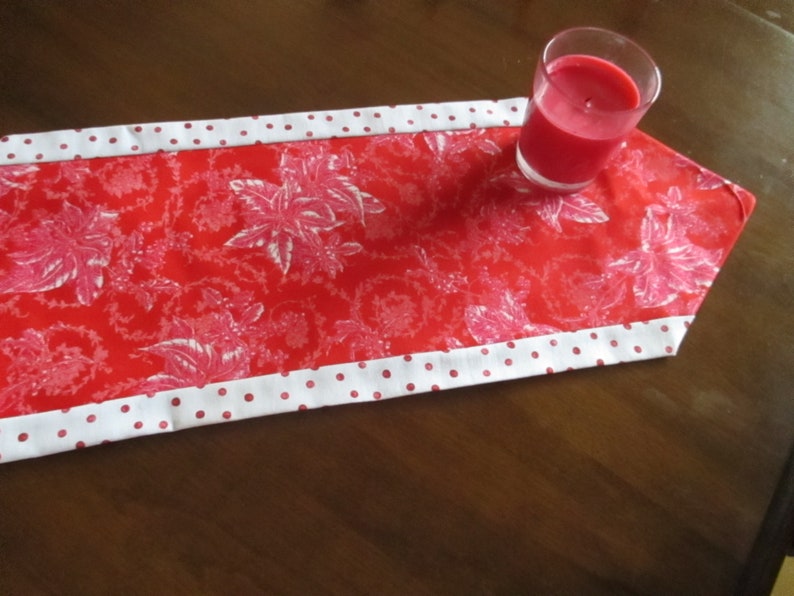 Mini table runner Christmas red white small spaces Etsy