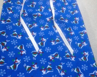 Gift bags, Christmas, snowmen, blue, houses, snowflakes, bigger bag,  bag for gifts, gift giving, gift wrapping, holidays, pouch