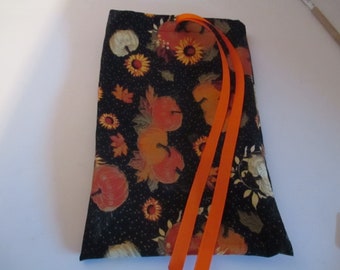 Gift bag, fall colors, black, orange, yellow, pumpkins, gift wrap, little bags,bags for gifts, purse accessory, pouch, small bag, accessory