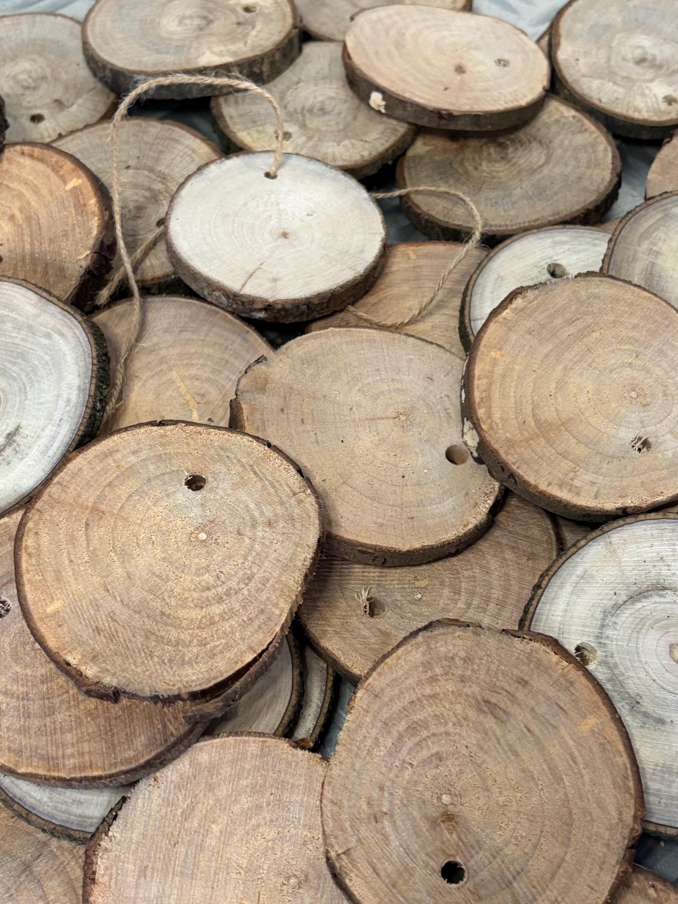 50 Dischi Di Legno Con Foro - Per Decorazioni Fai Da Te E
